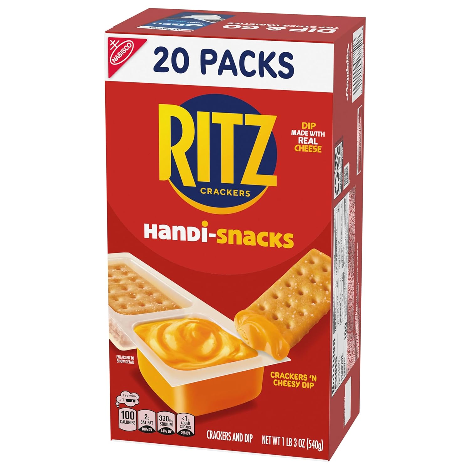 Handi-Snacks RITZ Crackers and Cheese Dip Snack Packs – No-Refrigeration Road Trip Snack for the Car, 20 Single-Serve