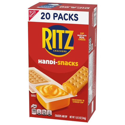 Handi-Snacks RITZ Crackers and Cheese Dip Snack Packs – No-Refrigeration Road Trip Snack for the Car, 20 Single-Serve