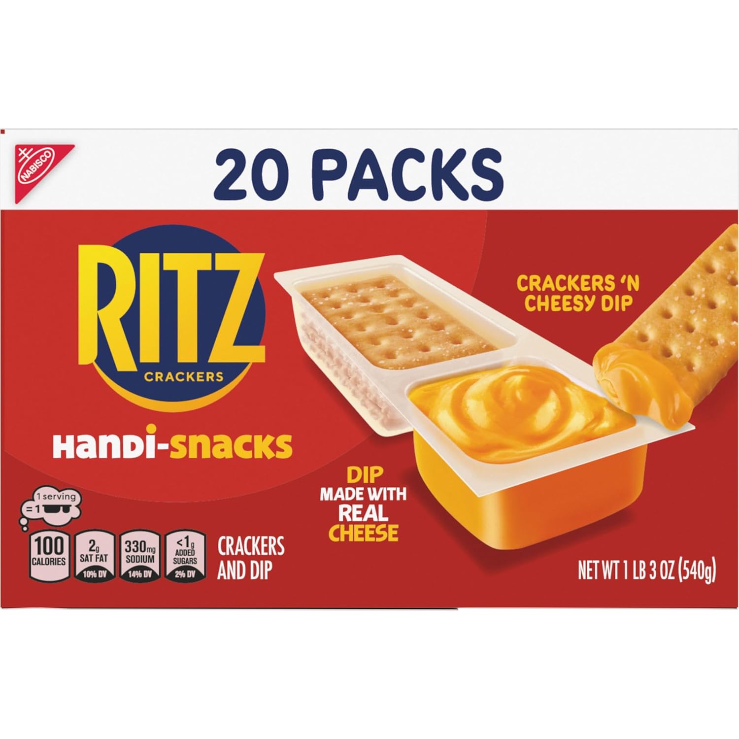 Handi-Snacks RITZ Crackers and Cheese Dip Snack Packs – No-Refrigeration Road Trip Snack for the Car, 20 Single-Serve
