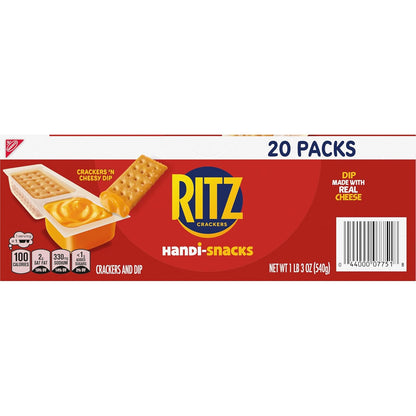 Handi-Snacks RITZ Crackers and Cheese Dip Snack Packs – No-Refrigeration Road Trip Snack for the Car, 20 Single-Serve