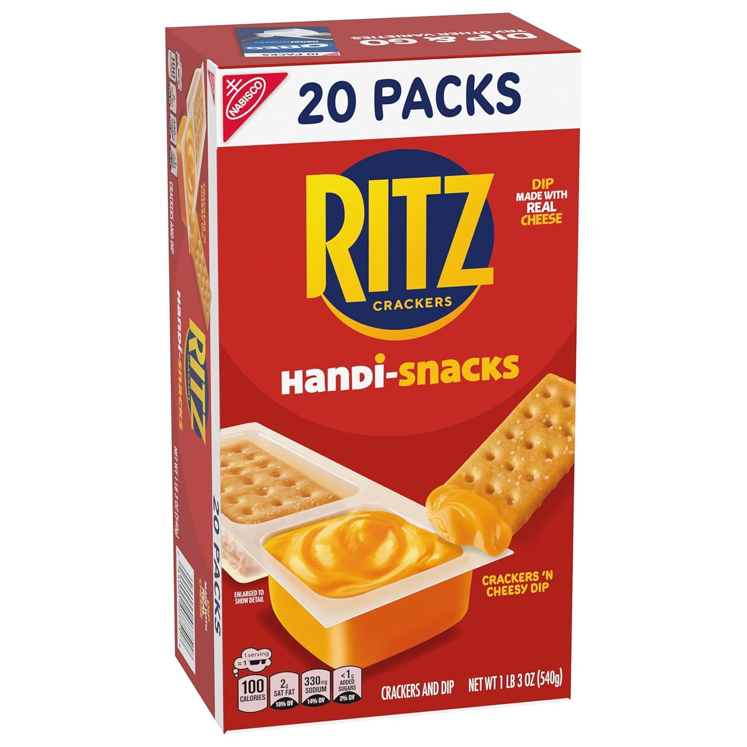 Handi-Snacks RITZ Crackers and Cheese Dip Snack Packs – No-Refrigeration Road Trip Snack for the Car, 20 Single-Serve