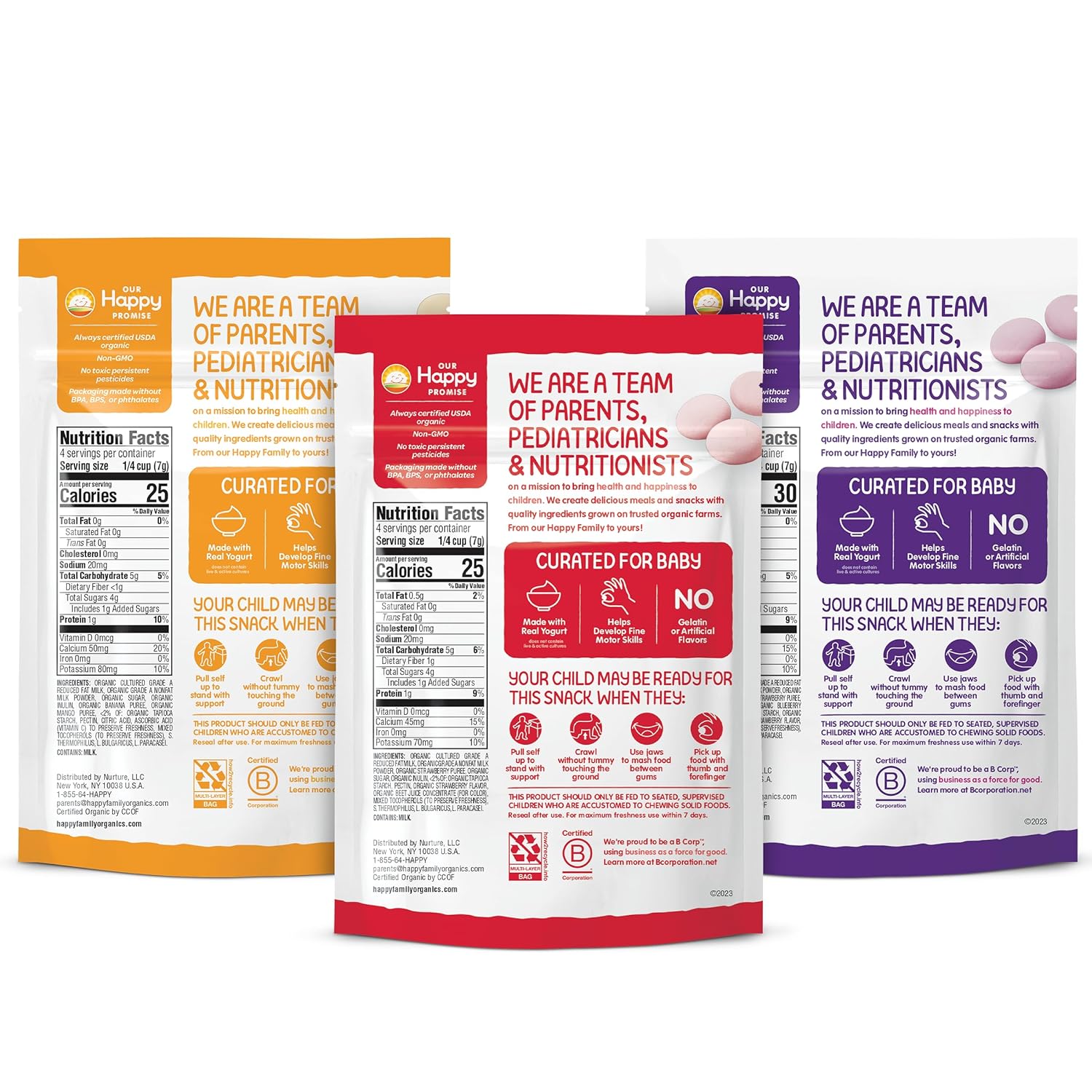Happy Baby Organics Yogis – Welcome-Baby Shower Gift for New Parents, 1 oz Variety Pack of 3