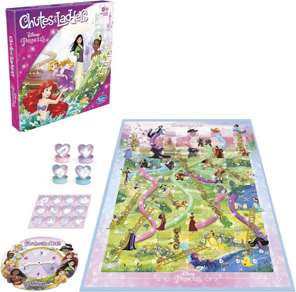 Hasbro Gaming Chutes and Ladders Disney Princess Edition – Safe Preschool Board Game for Kids Ages 3+, Playroom and Family Game Night Activity for 2-4 Players
