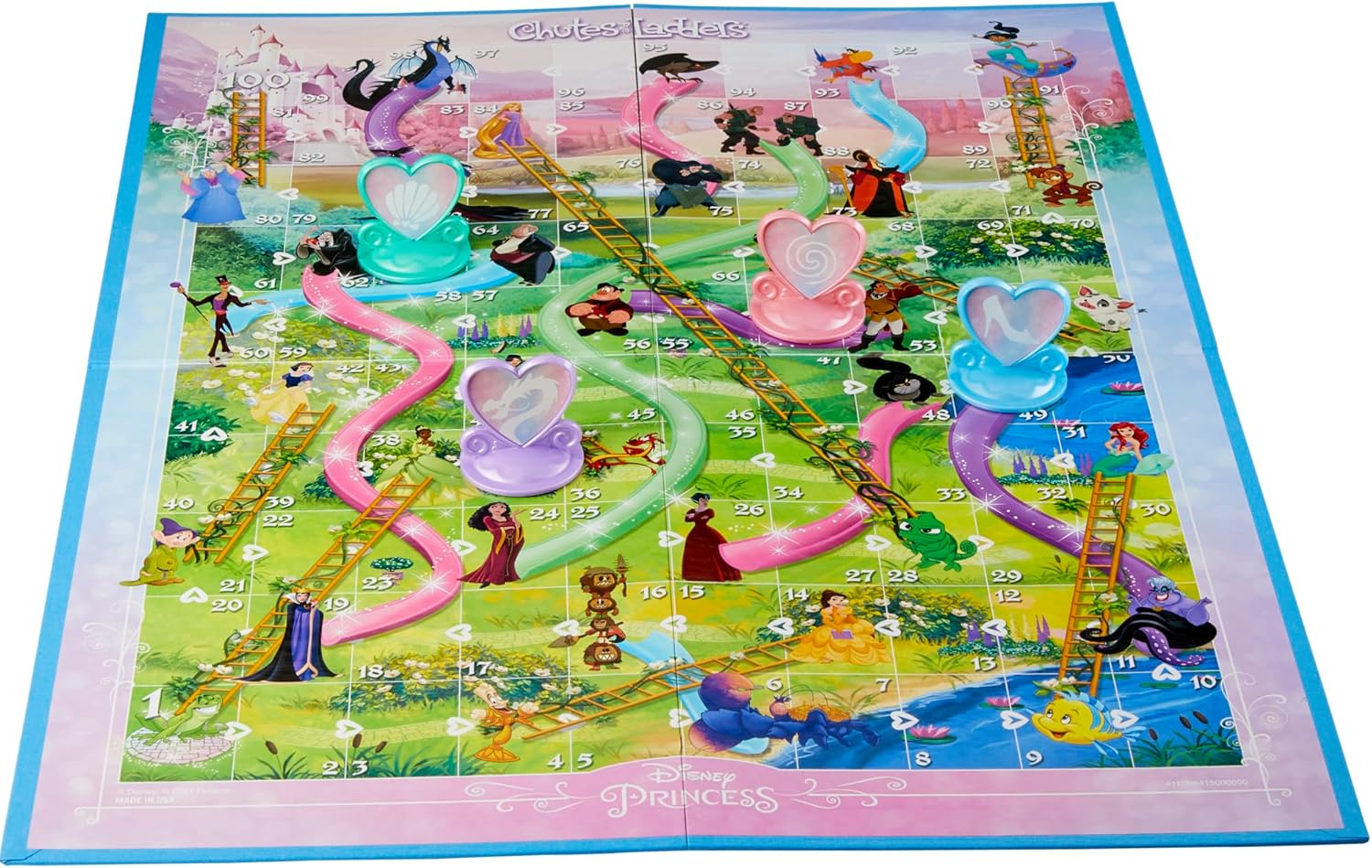 Hasbro Gaming Chutes and Ladders Disney Princess Edition – Safe Preschool Board Game for Kids Ages 3+, Playroom and Family Game Night Activity for 2-4 Players