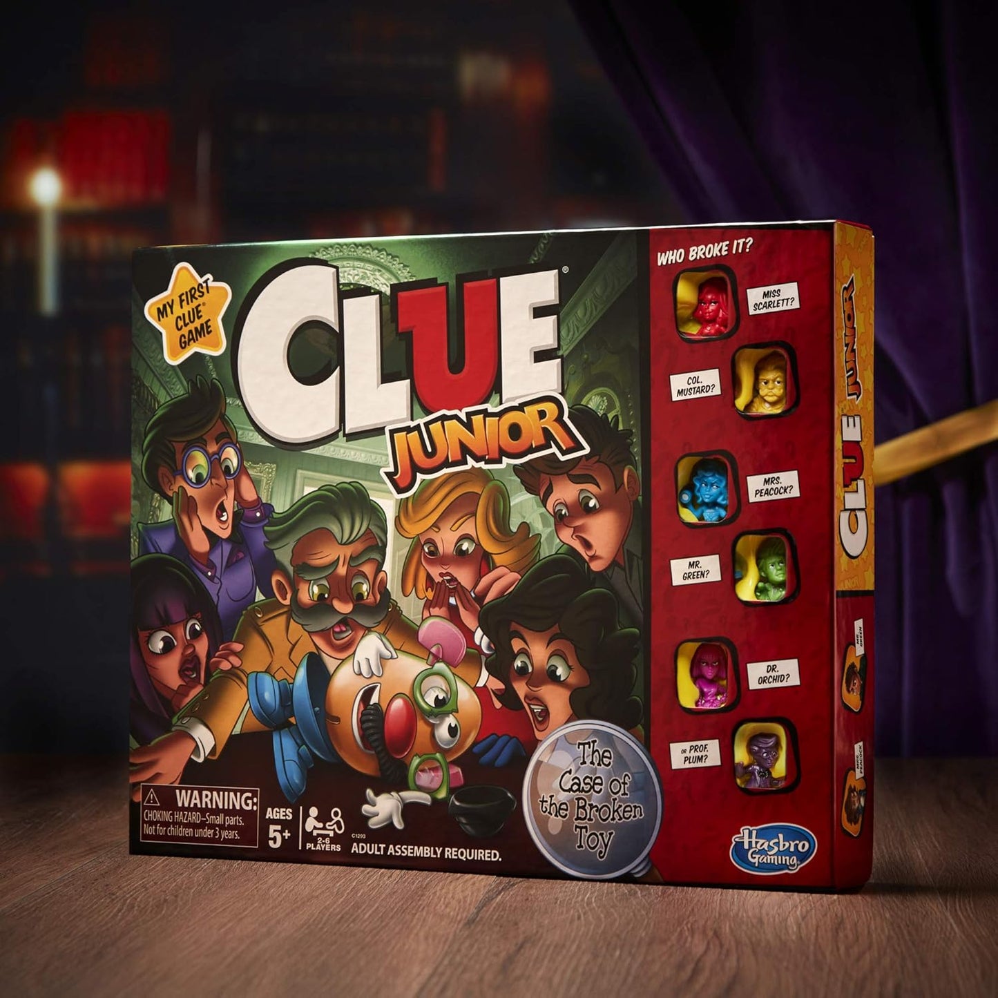 Hasbro Gaming Clue Junior Board Game – Safe Playroom Mystery Game for Kids Ages 5 and Up, 2-6 Players