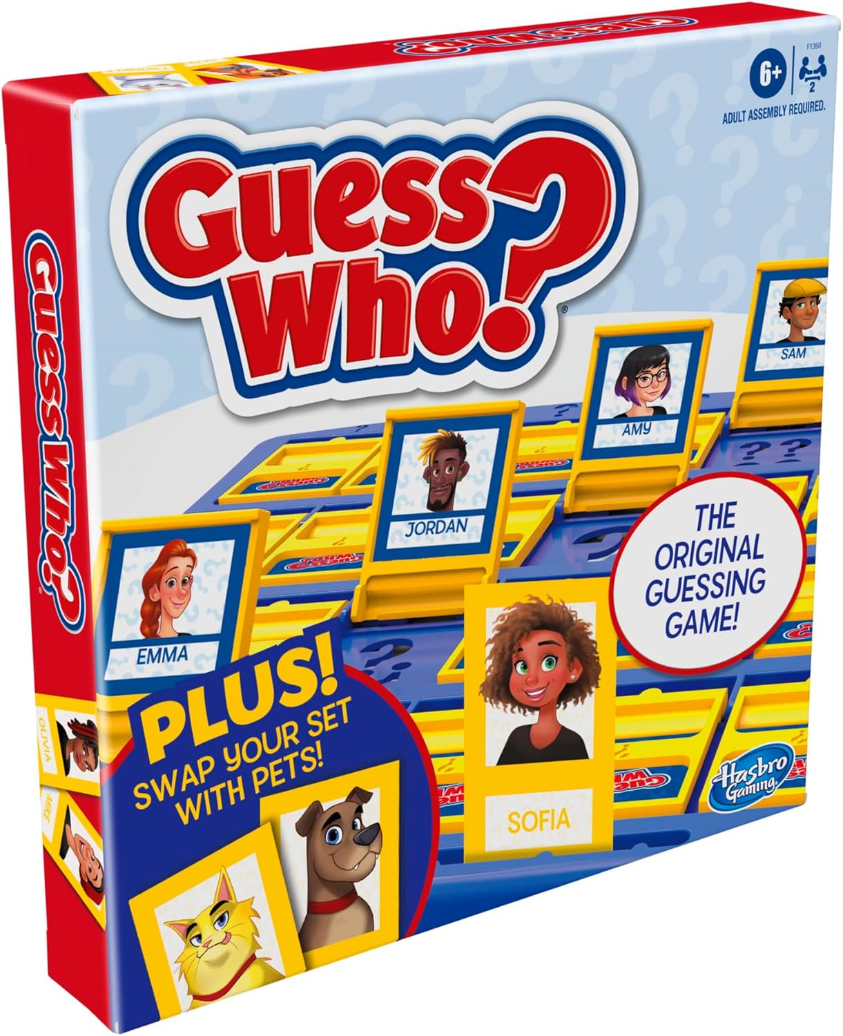 Hasbro Gaming Guess Who? People + Pets – Single-Box 2-Player Game, Compact 10.5-Inch Storage, No Extra Pieces to Lose