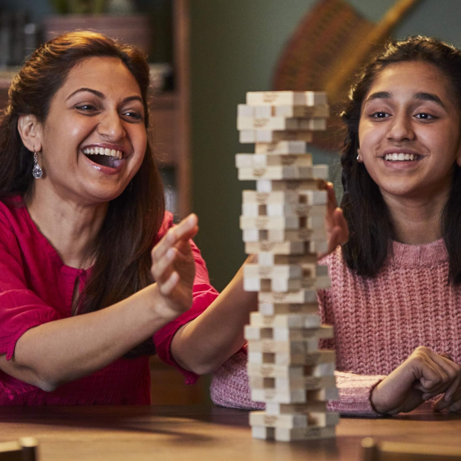 Hasbro Gaming Jenga Wooden Block Tower – Simple No-Battery Stacking Game for Clutter-Free Homes and Intentional Living
