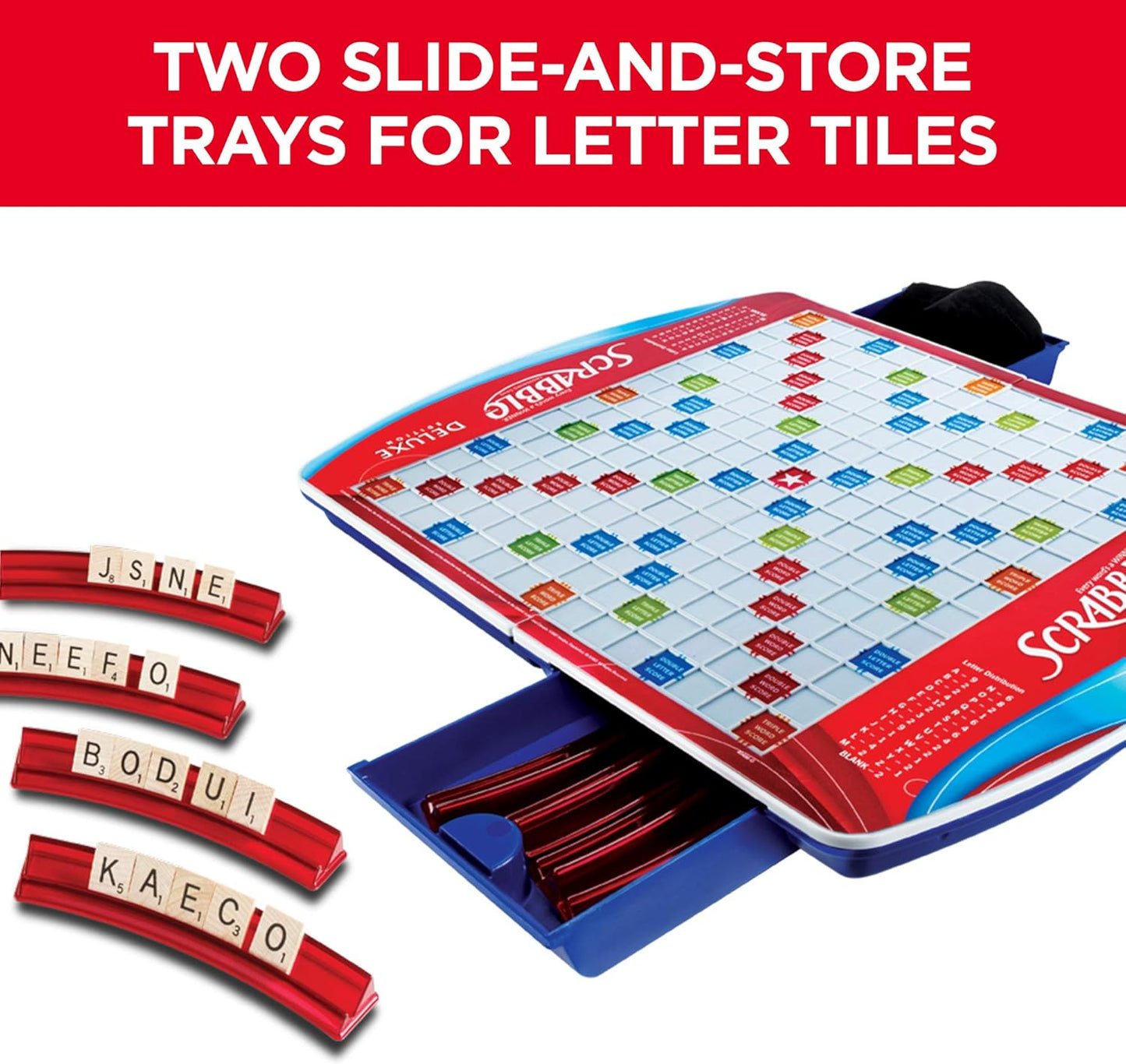 Hasbro Gaming Scrabble Deluxe Edition – Family Game Night for Kids 8 and Up, Educational Spelling and Vocabulary Play