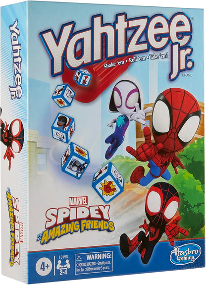 Hasbro Gaming Spidey and His Amazing Friends Yahtzee Jr. Marvel Edition Board Game – No Batteries Needed Safe Indoor Play for Kids Ages 4+