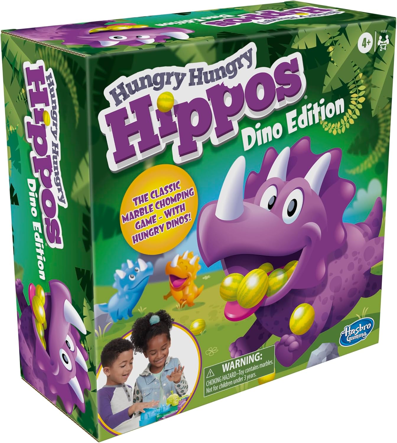 Hasbro Hungry Hungry Hippos Dino Edition – Safe Preschool Playroom Activity for Kids Ages 4 and Up