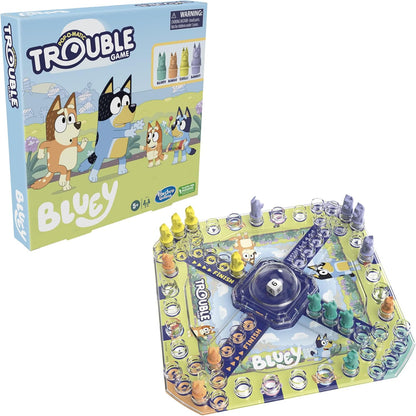 Hasbro Trouble: Bluey Edition, Quick 30-Minute Family Game Night Game to Unwind After Homework