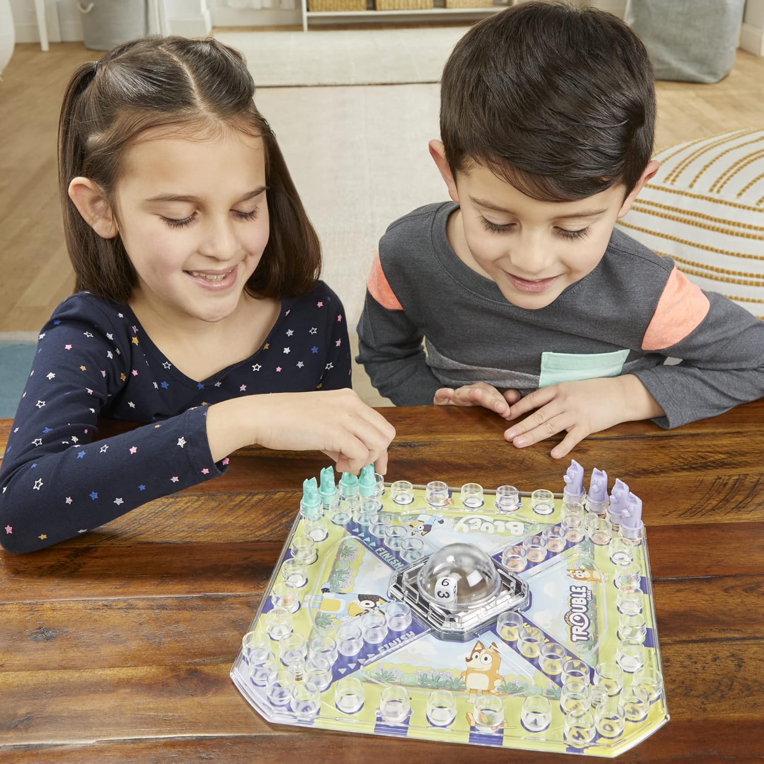 Hasbro Trouble: Bluey Edition, Quick 30-Minute Family Game Night Game to Unwind After Homework
