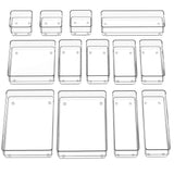 SMARTAKE 13 PCS Drawer Organizer 5-Size Minimalist Storage Trays for Decluttered Kitchen and Bathroom