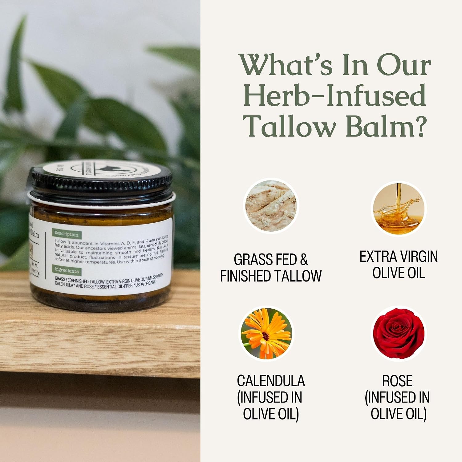 Hearth & Homestead Whipped Tallow Cream – All-Natural Body Butter for Dry Skin Recovery and Evening Rituals