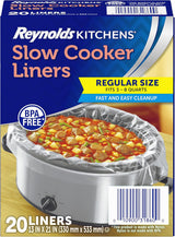 Reynolds Kitchens Slow Cooker Liners – 20-Count Bulk Pack for Working Professionals Who Batch Meal Prep on Weeknights