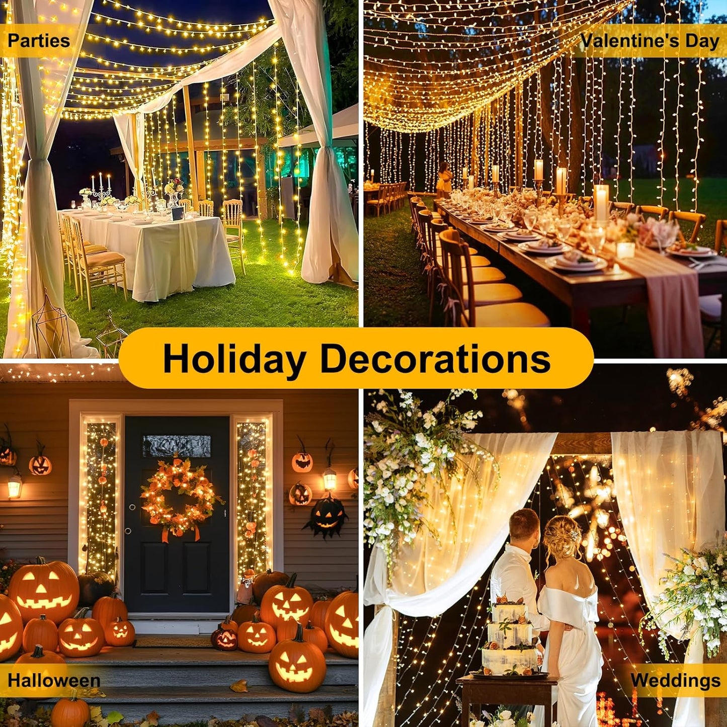 Heavy Duty Outdoor Christmas Lights for Porch and Backyard, Green Wire Twinkle LEDs Rain and Snow Rated