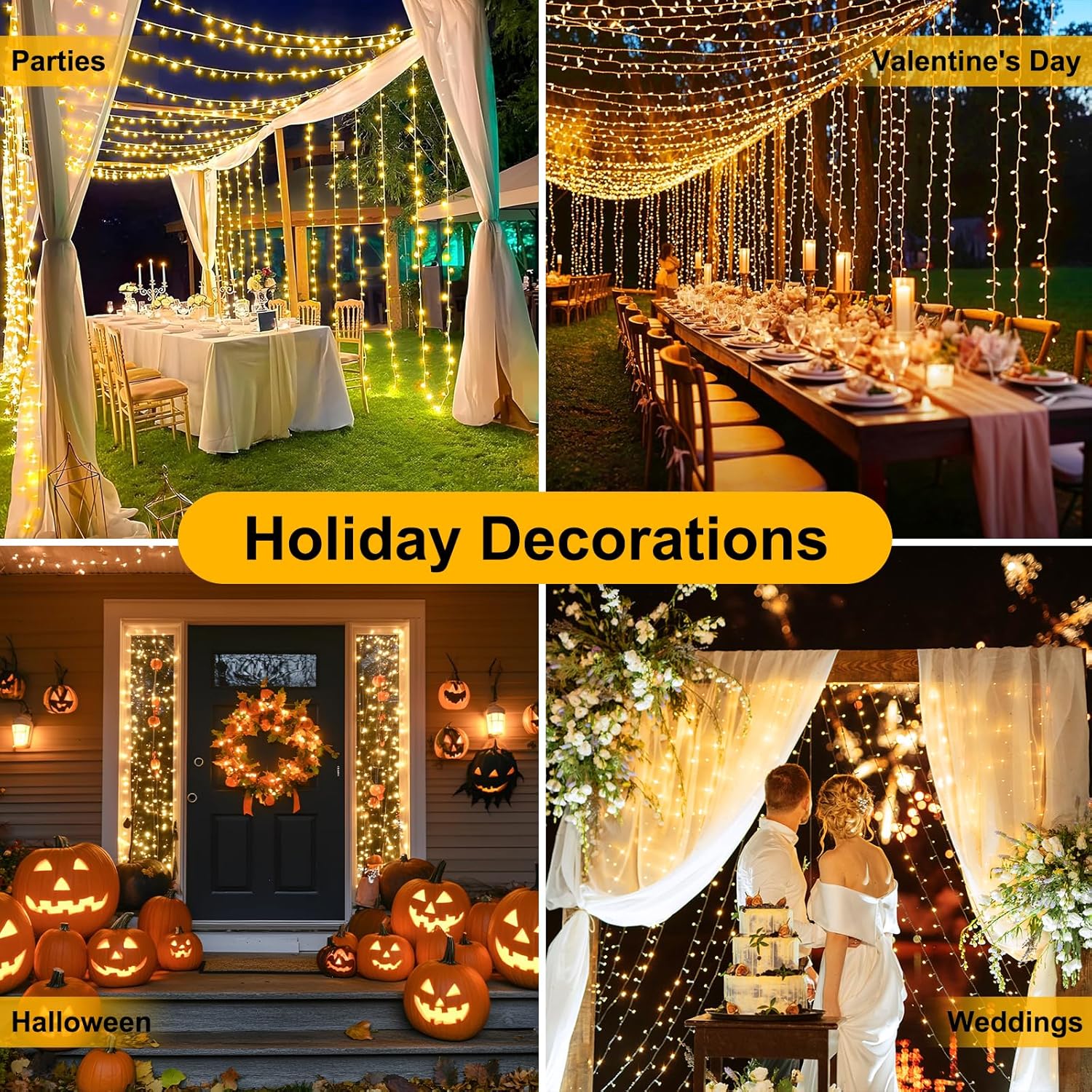Heavy Duty Outdoor Christmas Lights for Porch and Backyard, Green Wire Twinkle LEDs Rain and Snow Rated