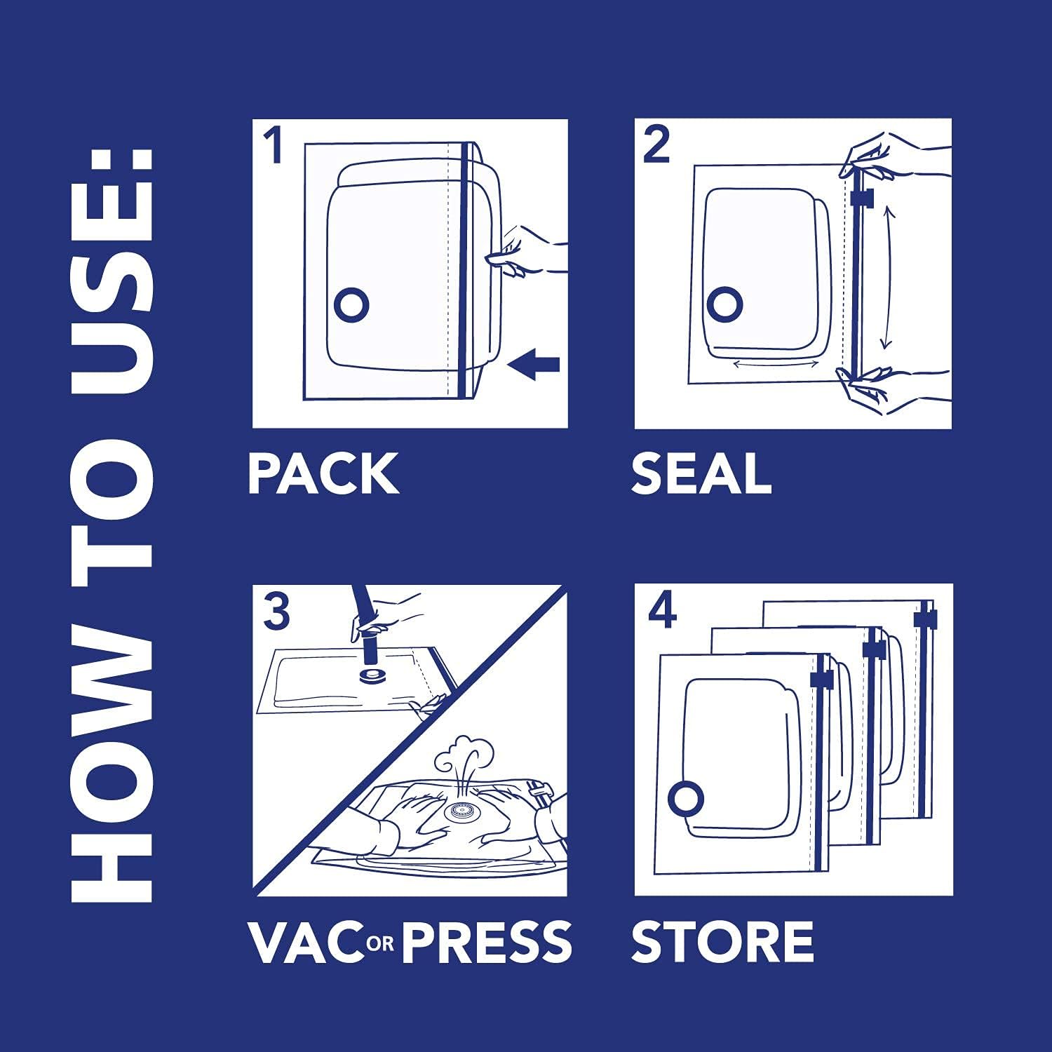 Hefty Shrink-Pak Vacuum Storage Bags for Intentional Living, Compress Winter Clothing in a Clean Closet
