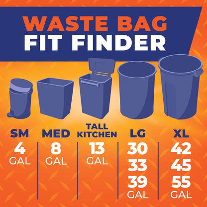 Hefty Steelsak Heavy Duty Trash Bags – Outdoor Patio and Backyard Cleanup, 39 Gallon Drawstring
