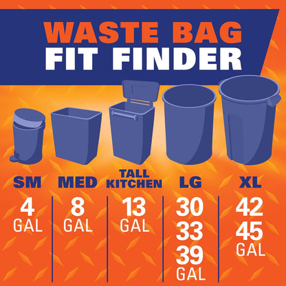 Hefty Strong Large Trash Bags for Patio and Backyard Cleanup, 30 Gallon Heavy Duty Drawstring