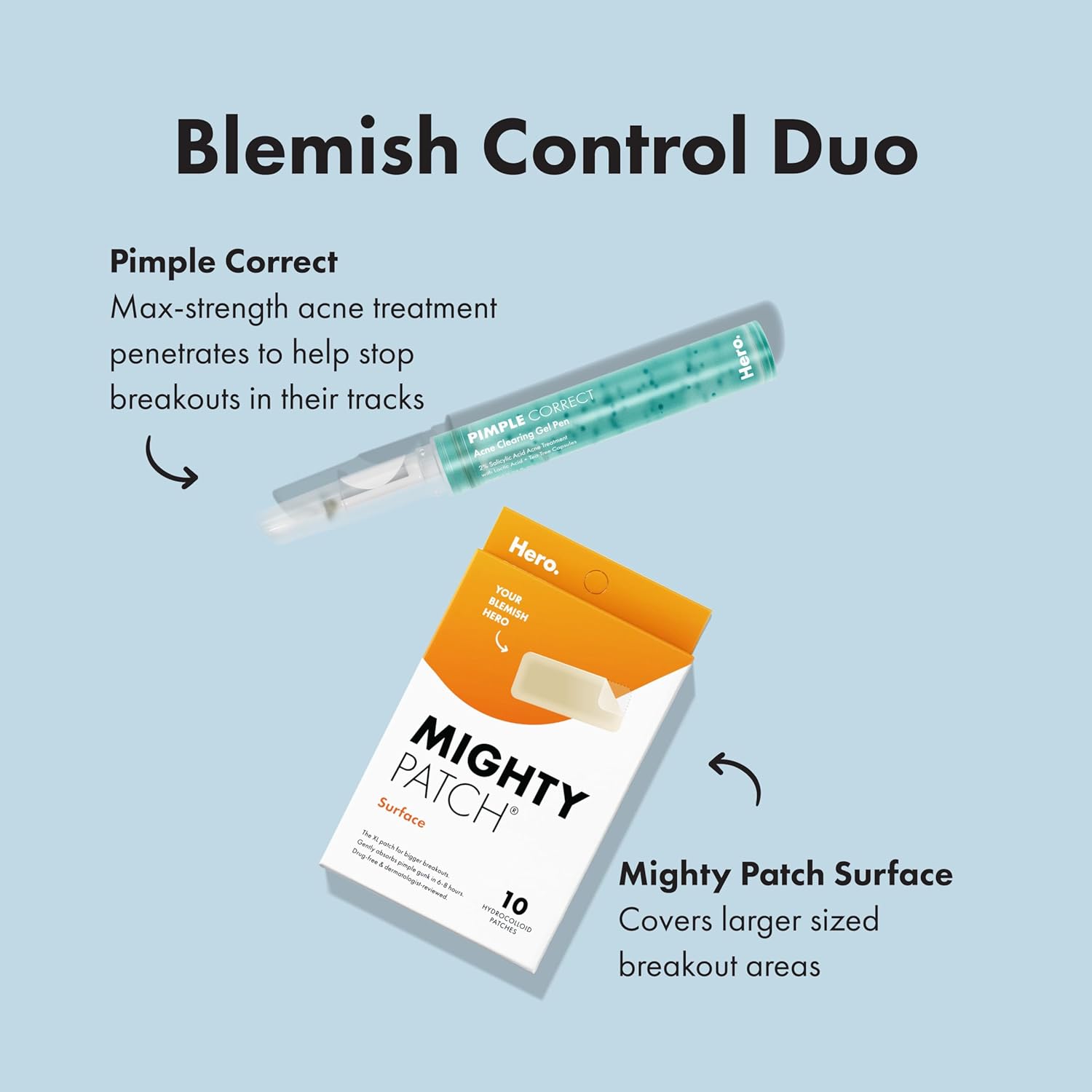 Hero Cosmetics Mighty Patch Surface XL Pimple Patches for Cystic Breakouts — Overnight Skin-Calming Ritual for Face and Body