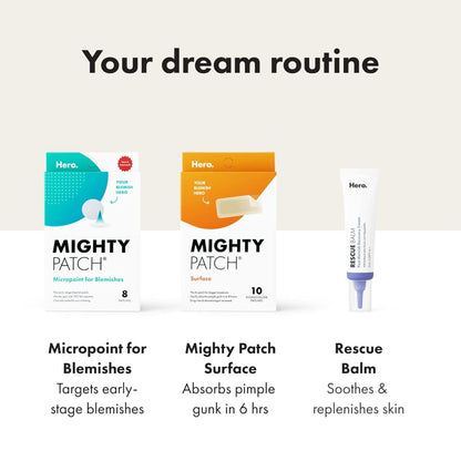 Hero Cosmetics Mighty Patch Surface XL Pimple Patches for Cystic Breakouts — Overnight Skin-Calming Ritual for Face and Body