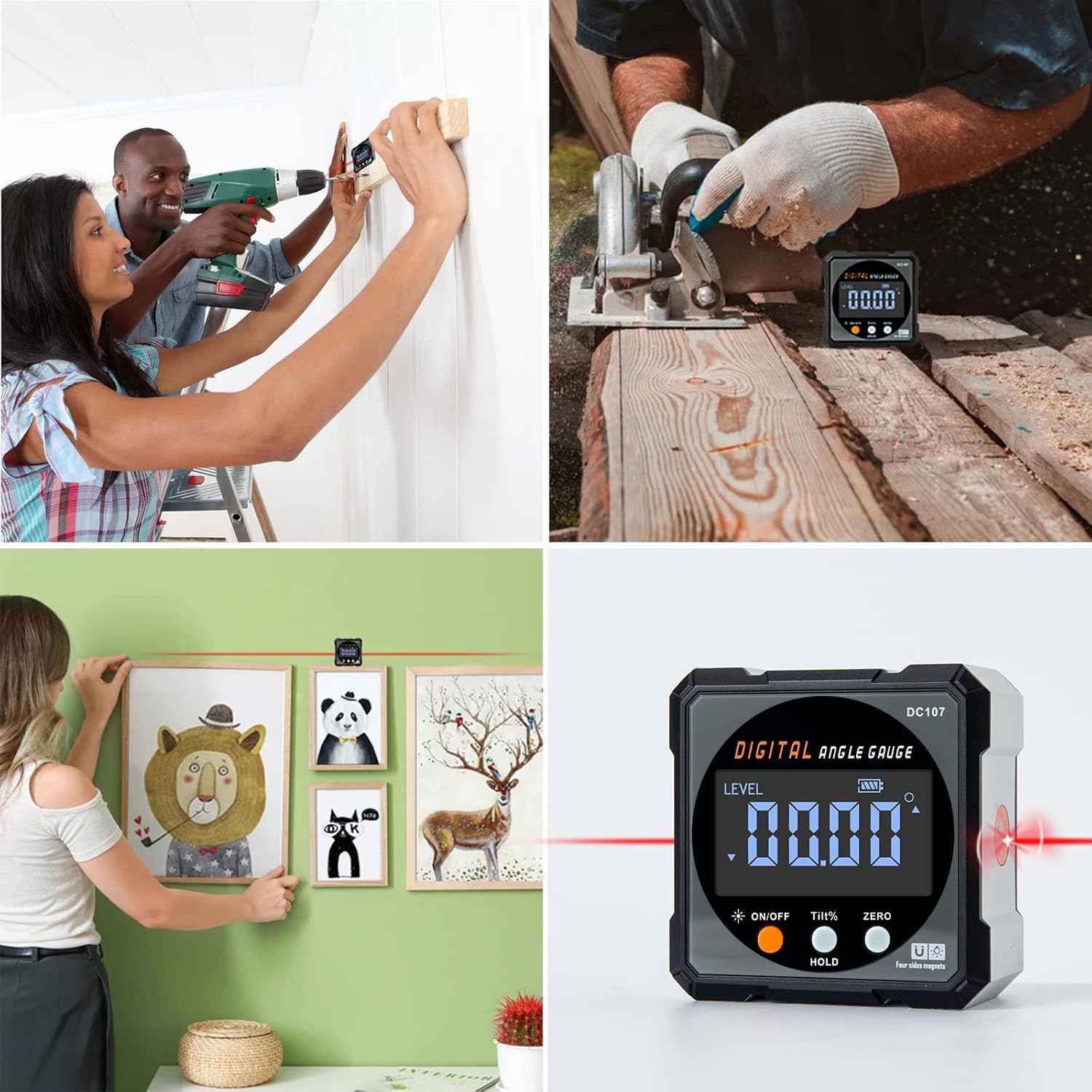 HERRMILL Digital Angle Finder with Laser - Precision Measuring Tool for Professional Woodworkers, Magnetic Gauge for Table Saw Station