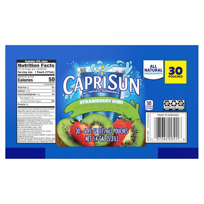 Hi-C Pokemon Strawberry Kiwi Pouches – Sports Practice Cooler Drink for Active Kids, 30 Pack