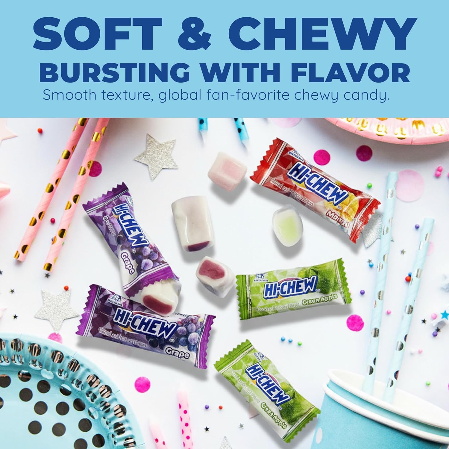 HI-CHEW Assorted Fruit Chewy Candy – Lunchbox Snacks for Kids' School Lunches and Classroom Parties, 2lb Bulk Bag 185+ Individually Wrapped Pieces