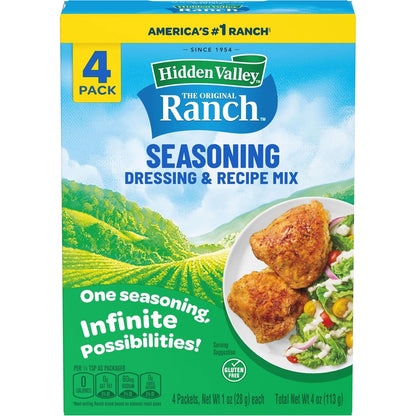 Hidden Valley Original Ranch Dry Mix in 1-Ounce Packets – Portable Seasoning for Camping Cookouts, Backyard BBQs, and Picnics