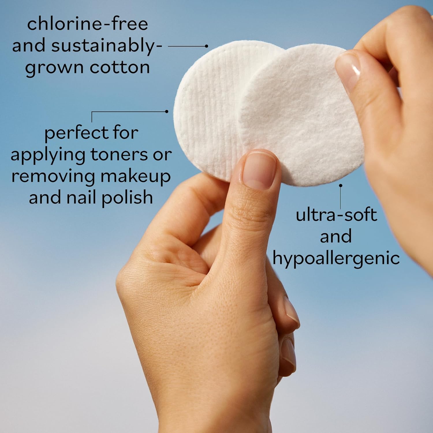high-absorbency rounds suitable for toners, removers, and cleansers