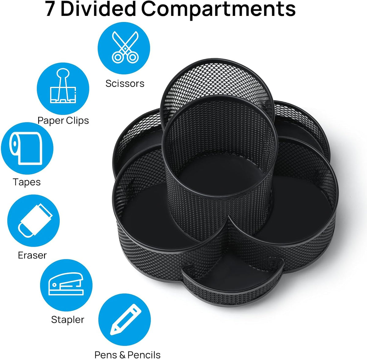 high-quality metal mesh construction with black matte lacquer finish