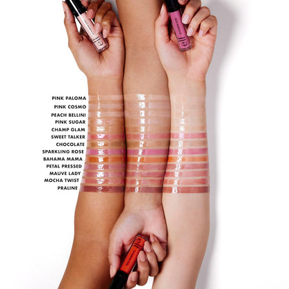 high-shine glossy finish with sheer, buildable color coverage