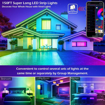HiLighting 200FT Smart LED Strip Lights – 16 Million Color Ambient Lighting Kit with App Control for Behind TV, Ceiling and Staircase