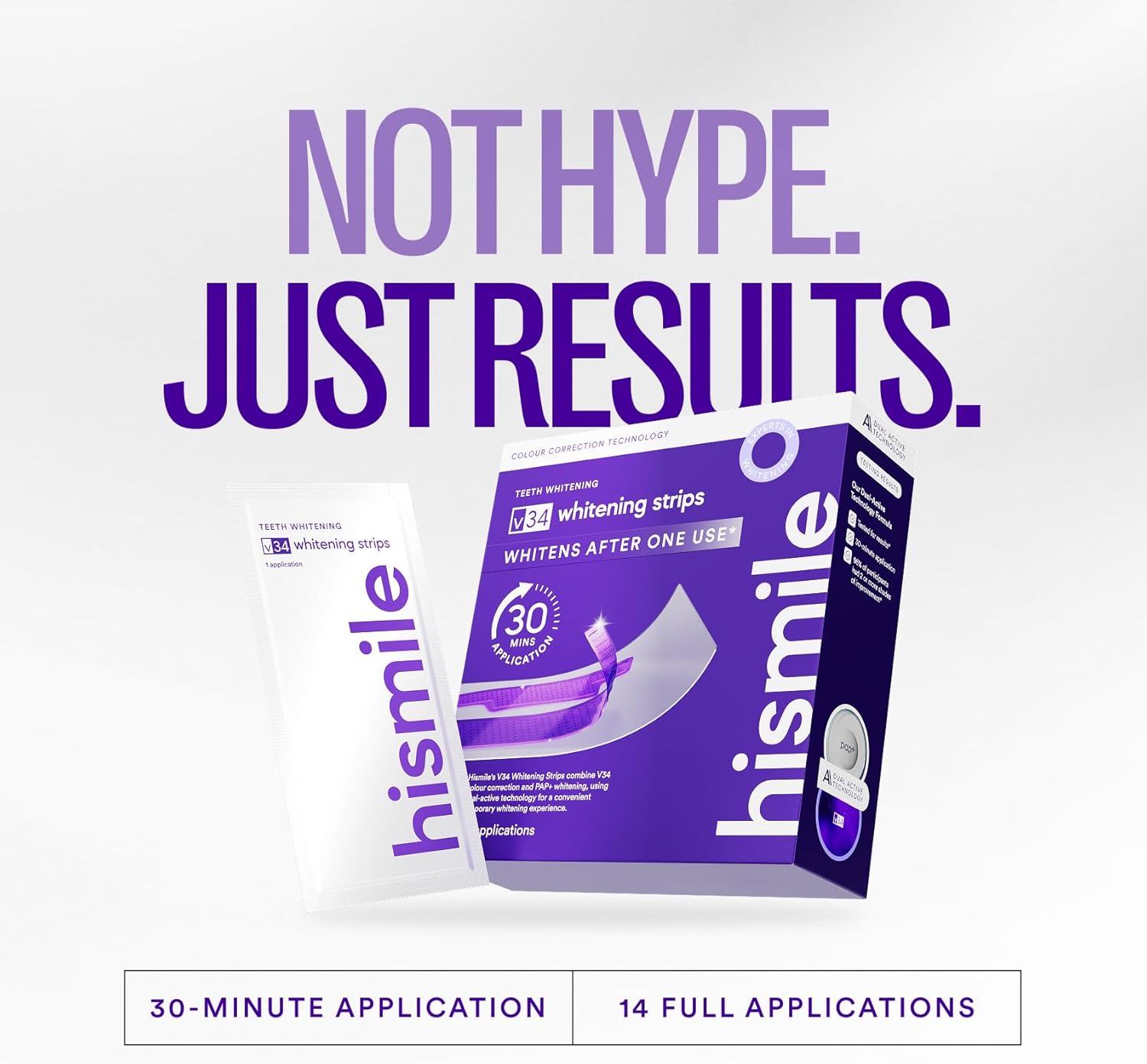 Hismile V34 Whitening Strips – Peroxide-Free PAP+ Teeth Whitening for Evening Self-Care Rituals, 30-Minute Stain Removal Treatment