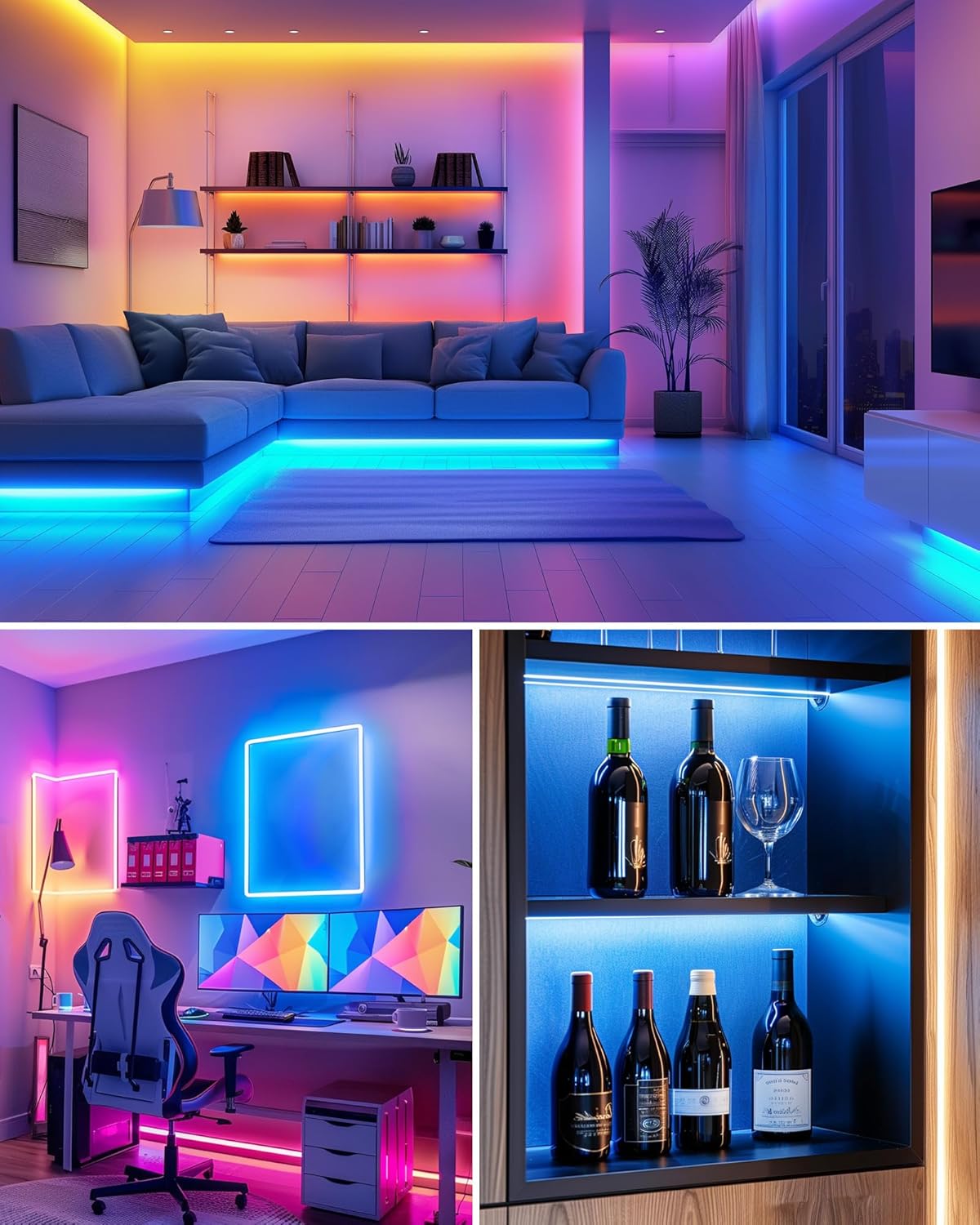 HitLights LED Strip Lights – Clean Minimalist Home Lighting for Uncluttered Spaces, Low Profile 1ft Strips
