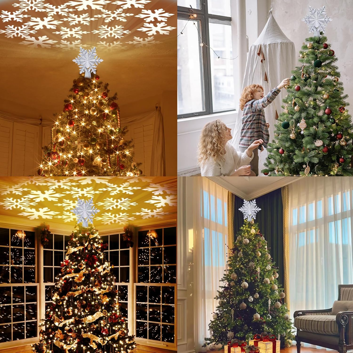 HOLIDAY MAGIC Christmas Tree Topper Light – Portable Holiday Decor for Patio Gatherings and Outdoor Dining