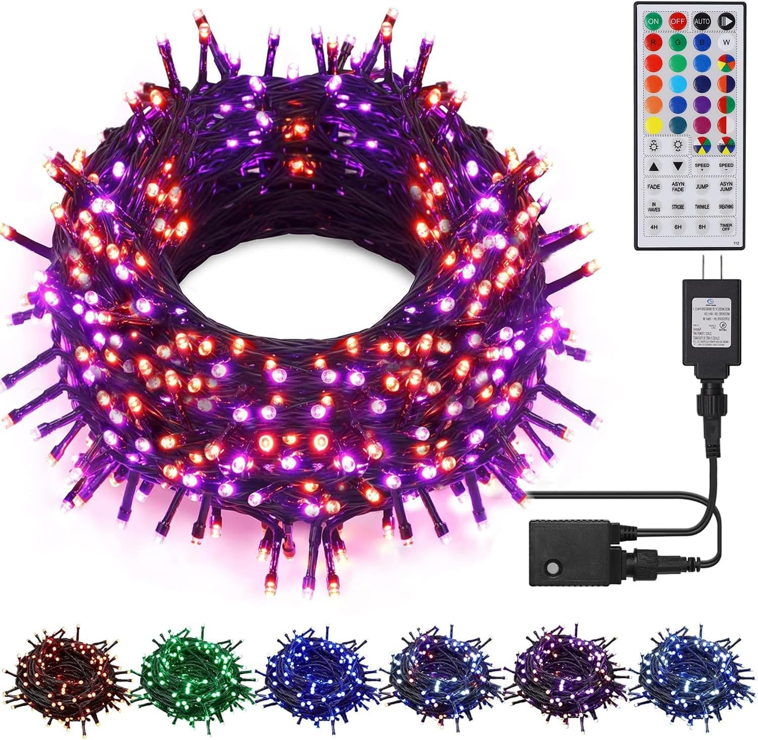 HOME LIGHTING 66ft RGB Mini Lights – Clean Green Wire Accent Lighting, 200 LED Uncluttered Decor with Remote