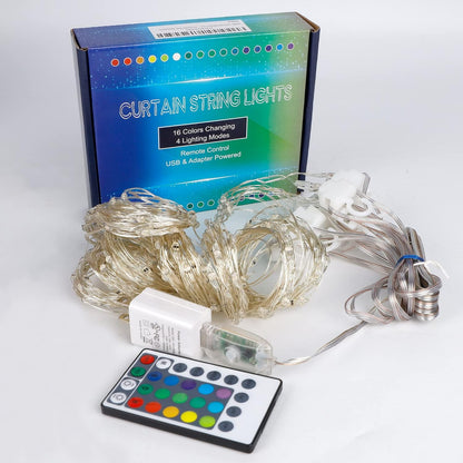 HOME LIGHTING Flameless Curtain String Lights 300 LED – Smoke Free, Cool Touch, Auto Timer, Pet and Family Safe