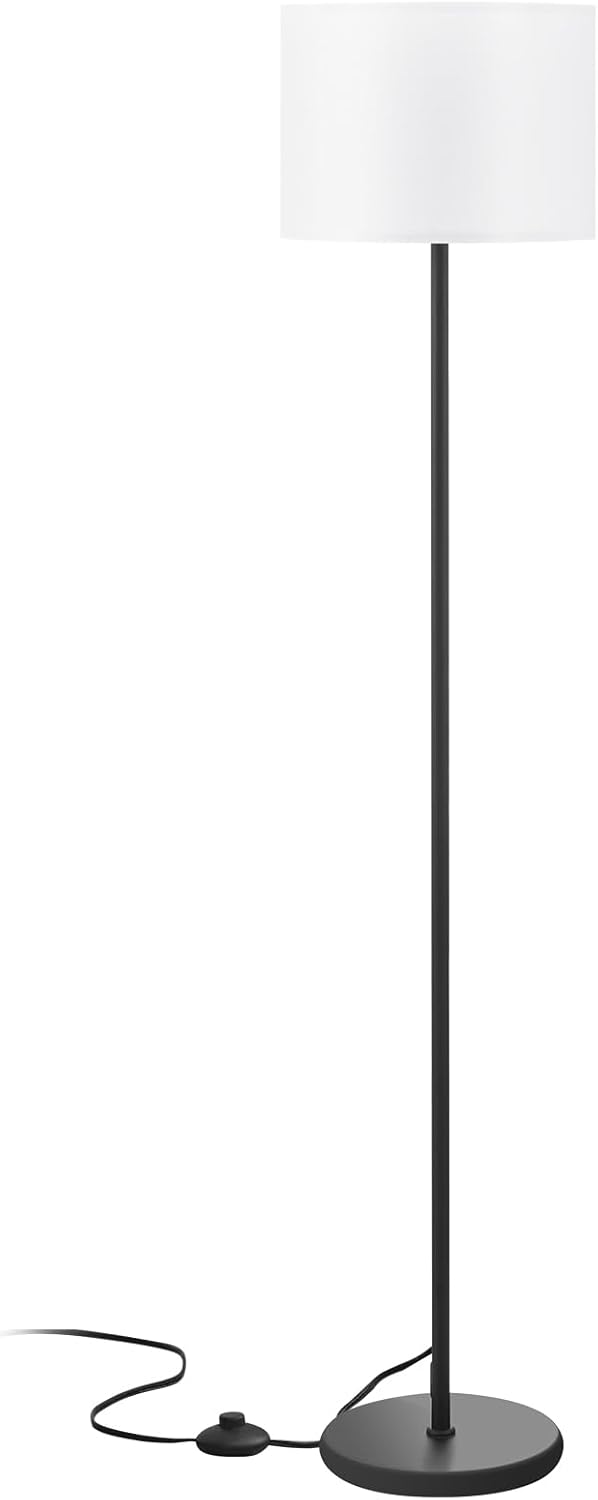 Home Office Floor Lamp 60-Inch Tall with Foot Pedal Switch, Linen Shade for Glare-Free Reading Light and Recliner-Side Supplemental Lighting for Remote Workers
