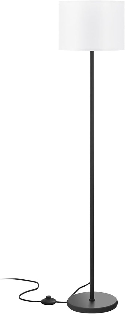 Home Office Floor Lamp 60-Inch Tall with Foot Pedal Switch, Linen Shade for Glare-Free Reading Light and Recliner-Side Supplemental Lighting for Remote Workers