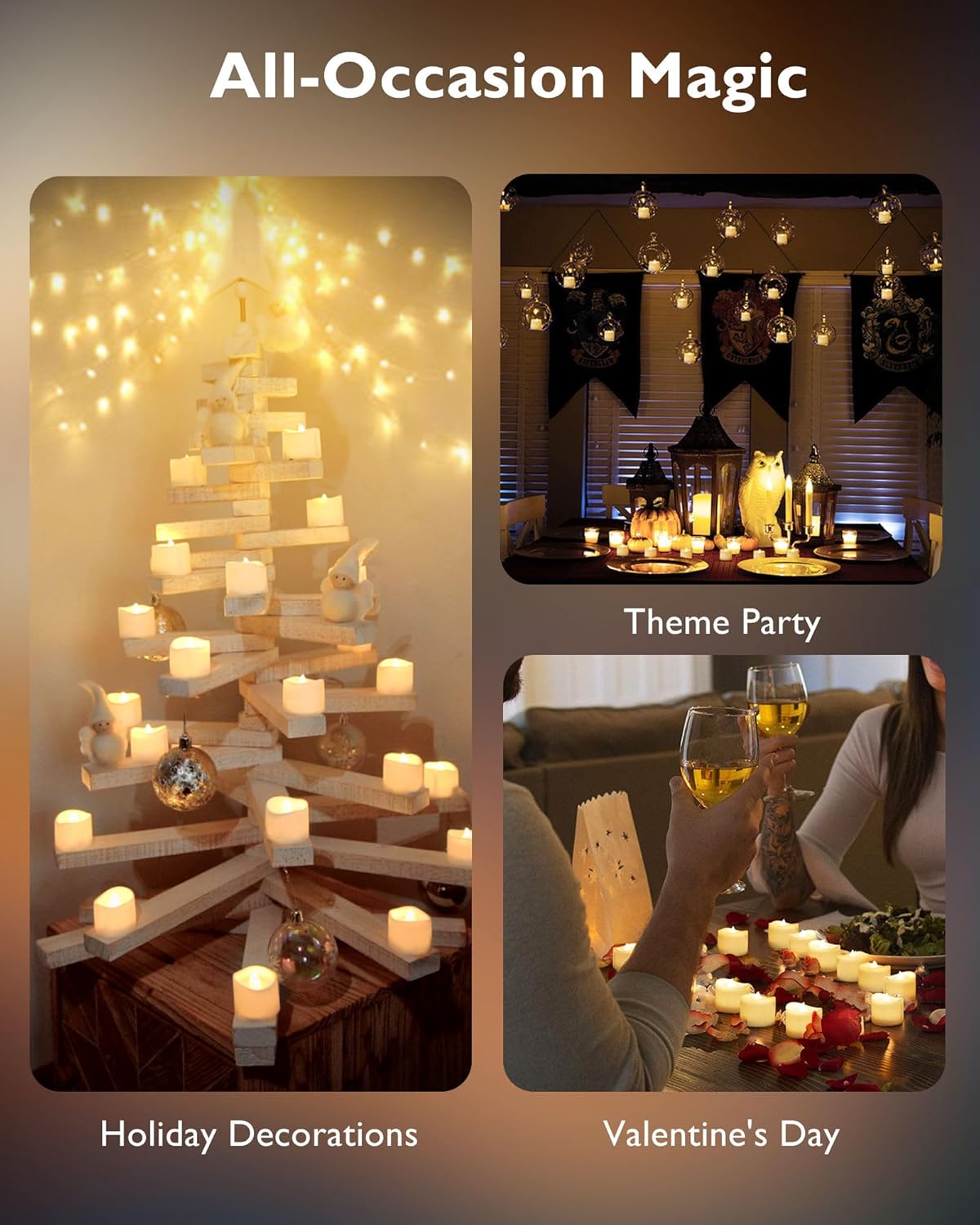 Homemory 48-Pack Minimalist LED Tea Lights – Clean White Base, Subtle Flicker for Uncluttered Spaces & Intentional Home Design