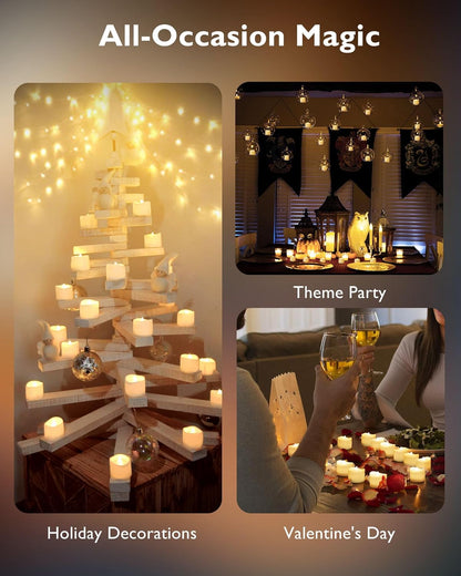 Homemory 48-Pack Minimalist LED Tea Lights – Clean White Base, Subtle Flicker for Uncluttered Spaces & Intentional Home Design