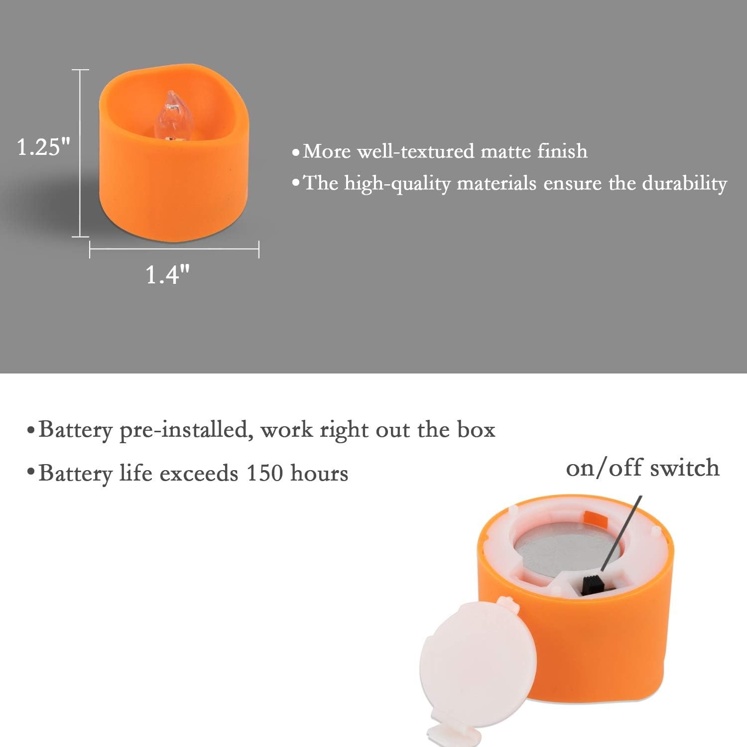 Homemory Battery Operated Tealights Set of 12 in Warm Orange — Cozy Living Room and Bedroom Mood Lighting for the Fall Season