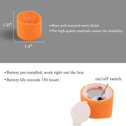 Homemory Battery Operated Tealights Set of 12 in Warm Orange — Cozy Living Room and Bedroom Mood Lighting for the Fall Season