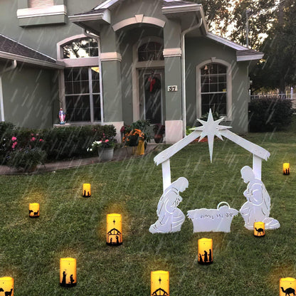 Homemory Weather-Resistant Nativity LED Candles - Patio and Porch Christmas Display, Battery Operated Flameless Set of 5
