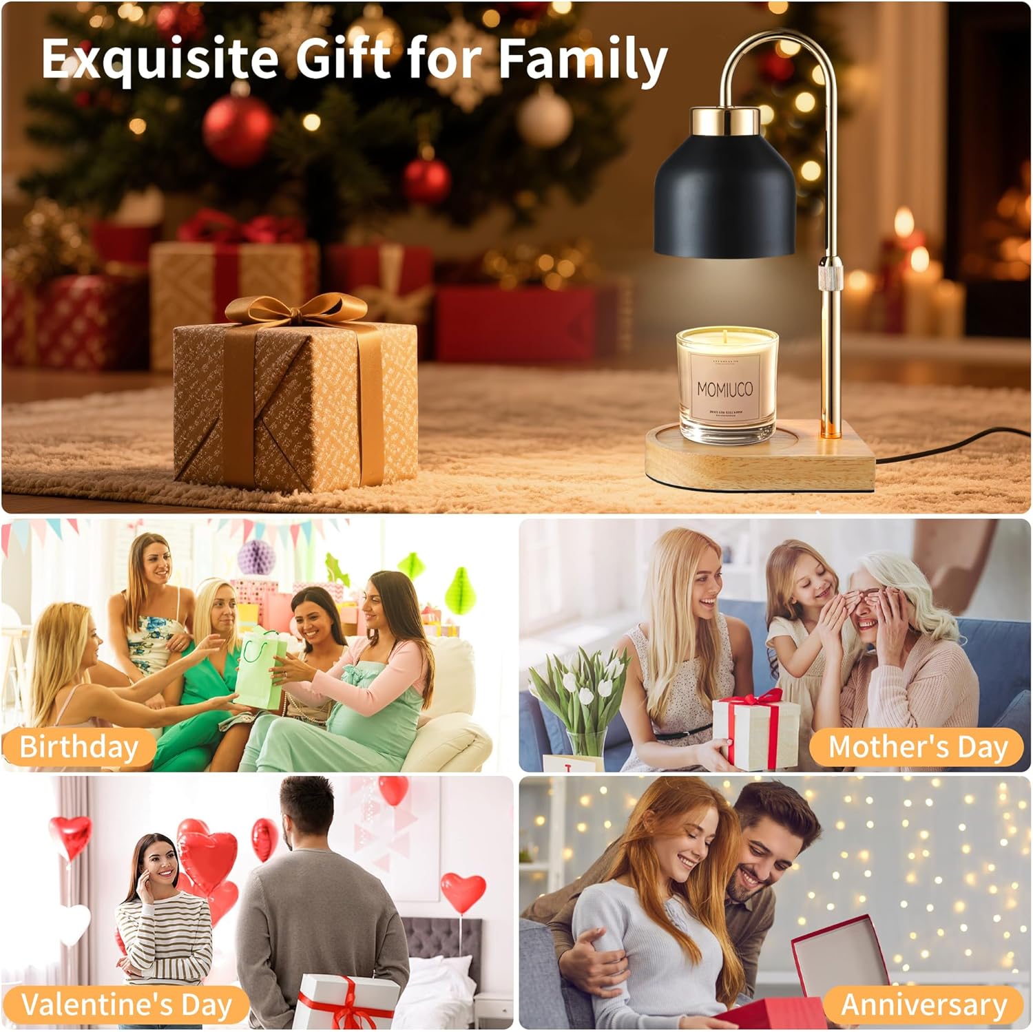 Homesido Candle Warmer Lamp – Thoughtful Birthday Gift for Mom, Dimmable Wax Melter with Timer for Women Who Love Cozy Home Vibes