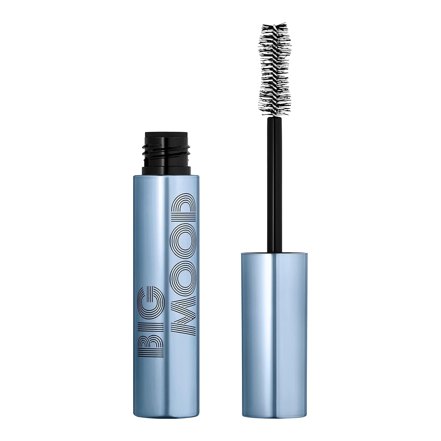 hourglass-shaped brush with intertwined bristles for volume and separation without clumping