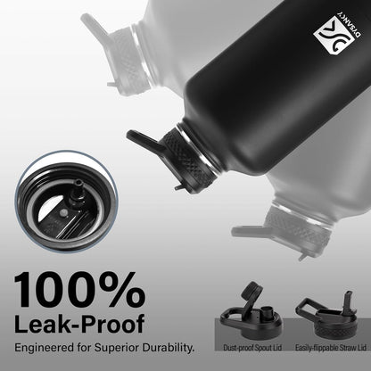 Hydration Hero 64oz Insulated Water Bottle – Trail, Campsite & Backcountry Hydration with Carrier Bag and Compass