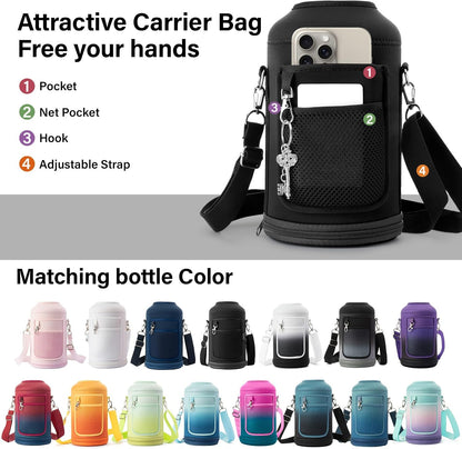 Hydration Hero 64oz Insulated Water Bottle – Trail, Campsite & Backcountry Hydration with Carrier Bag and Compass